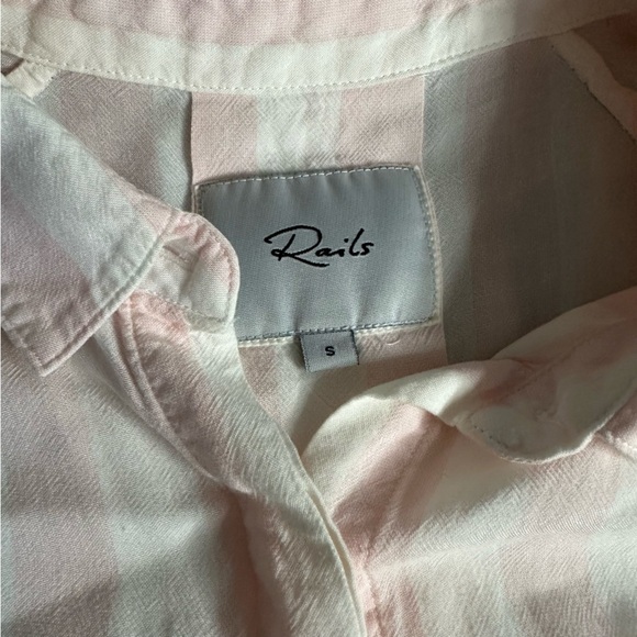 Rails cabana striped button down shirt small baby pink white stripe sleeveless - Picture 6 of 10